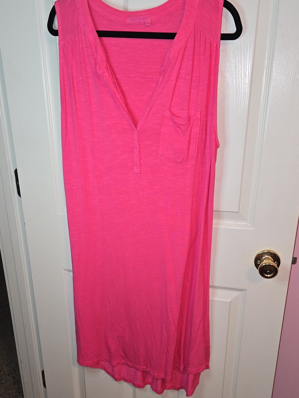 fresh produce Neon Pink Sleeveless Midi Tank Dress with Pocket